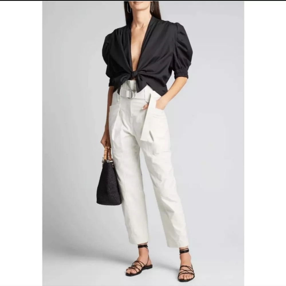 IRO Cursola Belted Ankle Pants | Cloudy White | Size 4 | NWT